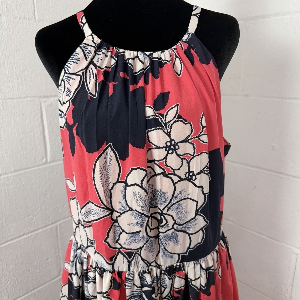 Vince Camuto Halter Dress Pink Floral Garden Tropical Easter Wedding Guest SZ 14 - Picture 2 of 14